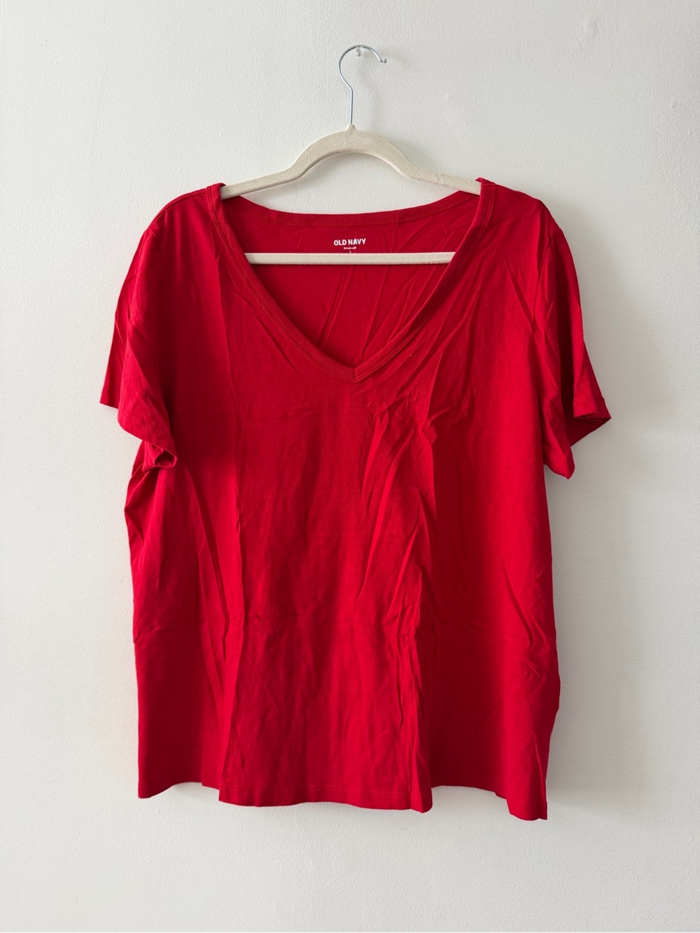 Old Navy Red V-Neck Short Sleeve Tee